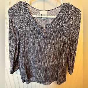 STYLUS Navy and White Patterned Top